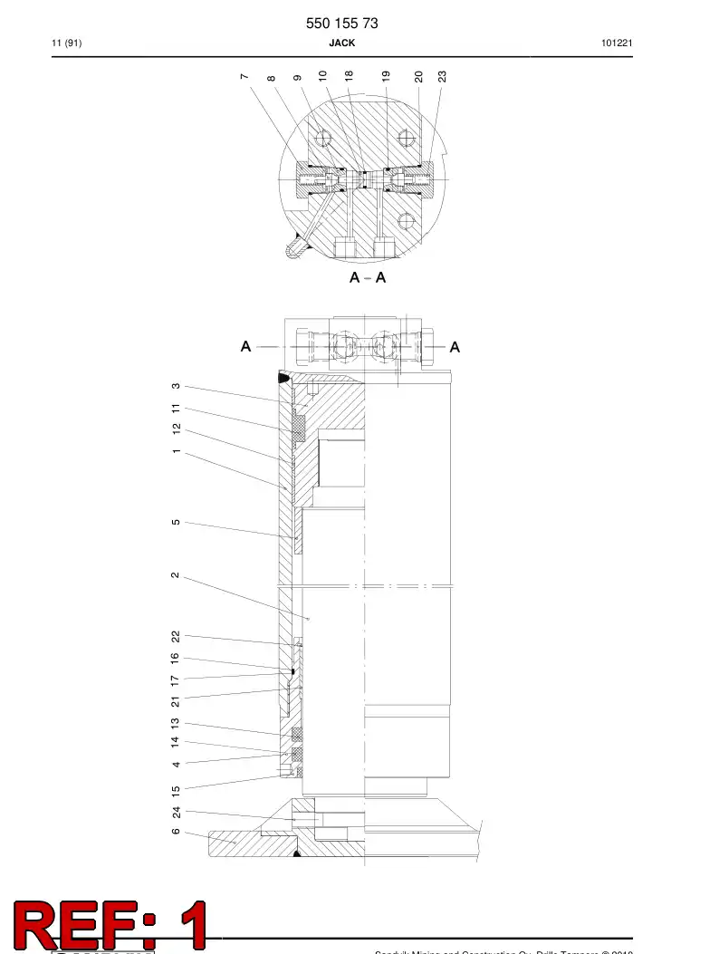 55013034 550 130 34 Cylinder tube - Sandvik Technical Drawing