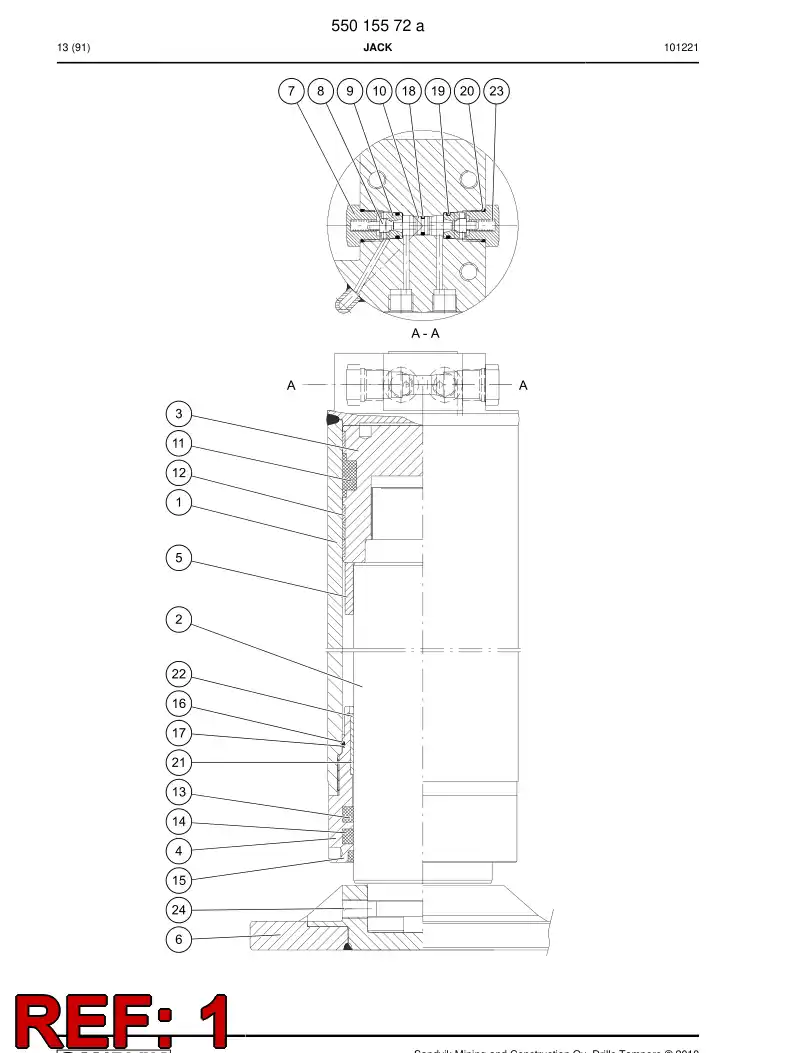 55013055a 550 130 55a Cylinder tube - Sandvik Technical Drawing