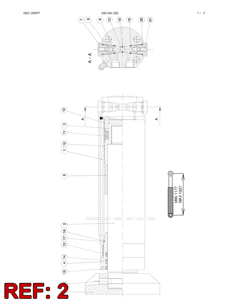 55013074 550 130 74 PISTON ROD - Sandvik Technical Drawing