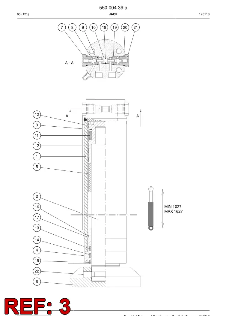 55013076a 550 130 76a PISTON - Sandvik Technical Drawing