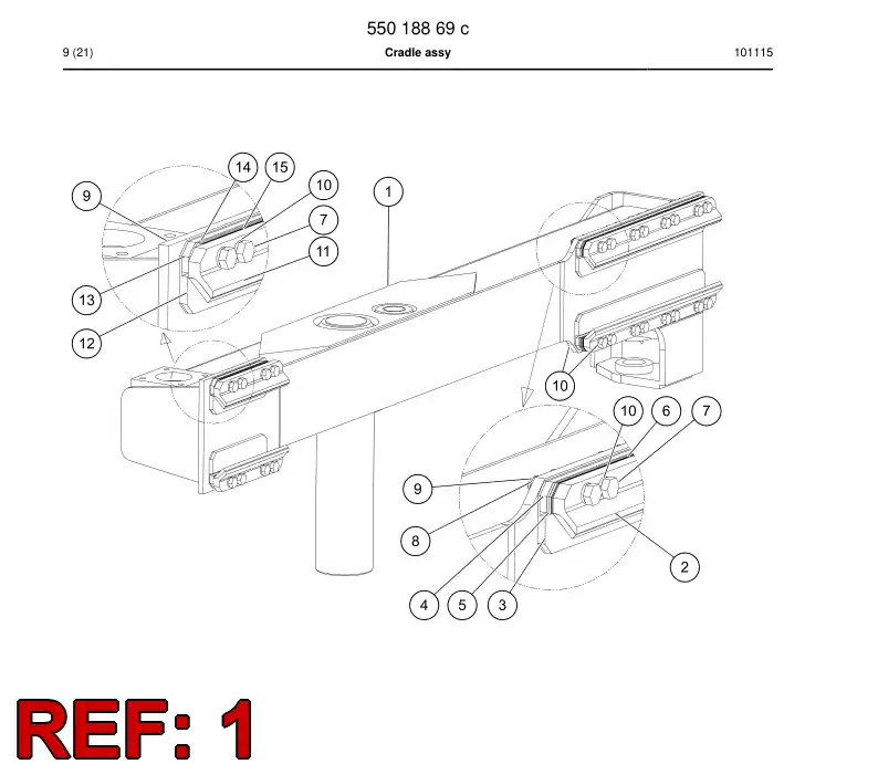 55013125a 550 131 25a Cradle - Sandvik Technical Drawing