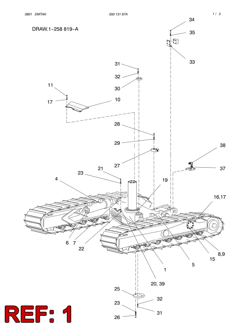 55013184 550 131 84 LOWER FRAME ASSEMBLY - Sandvik Technical Drawing