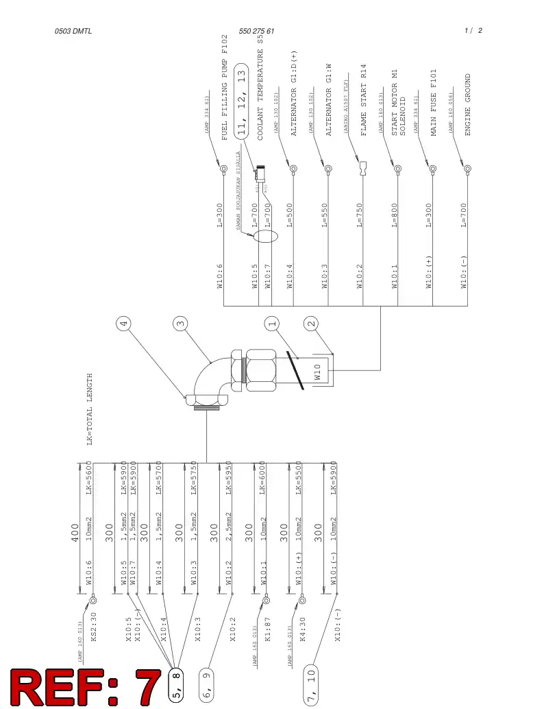 55013352 550 133 52 Wire, Connecting - Sandvik Technical Drawing