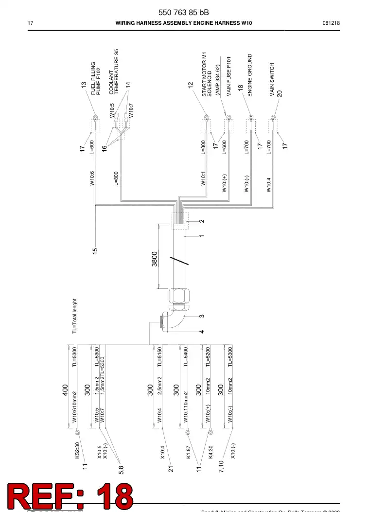 55013365 550 133 65 Crimp terminal - Sandvik Technical Drawing