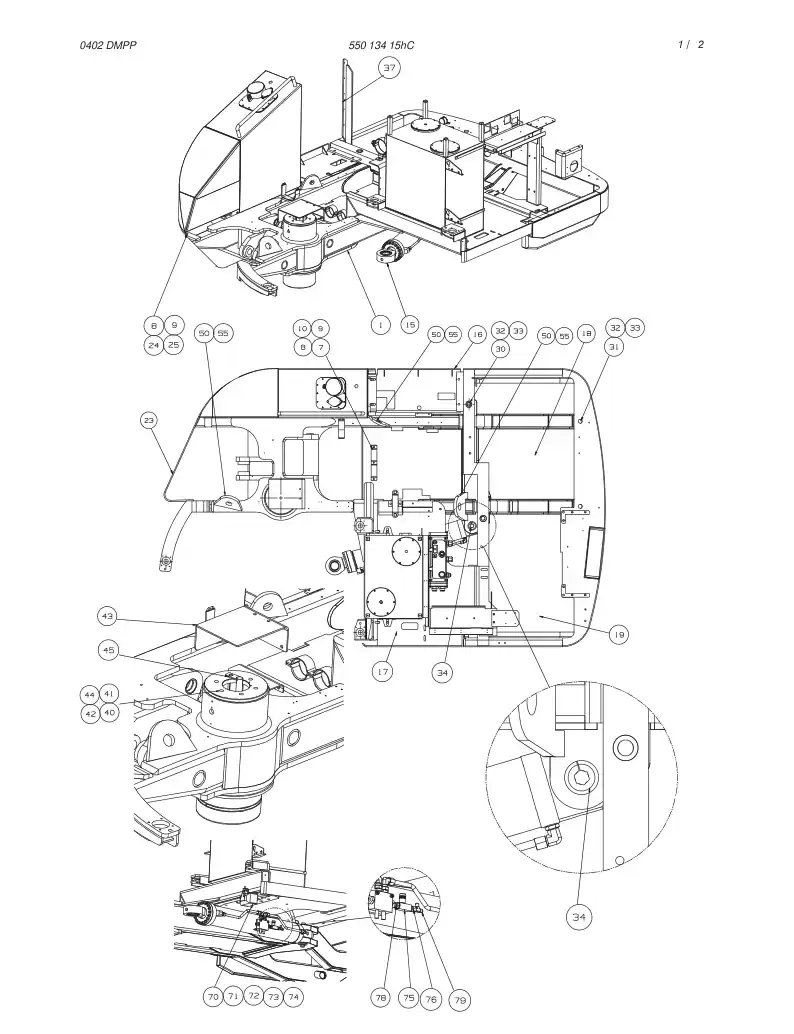 55013415gB 550 134 15gB TOP FRAME - Sandvik Technical Drawing