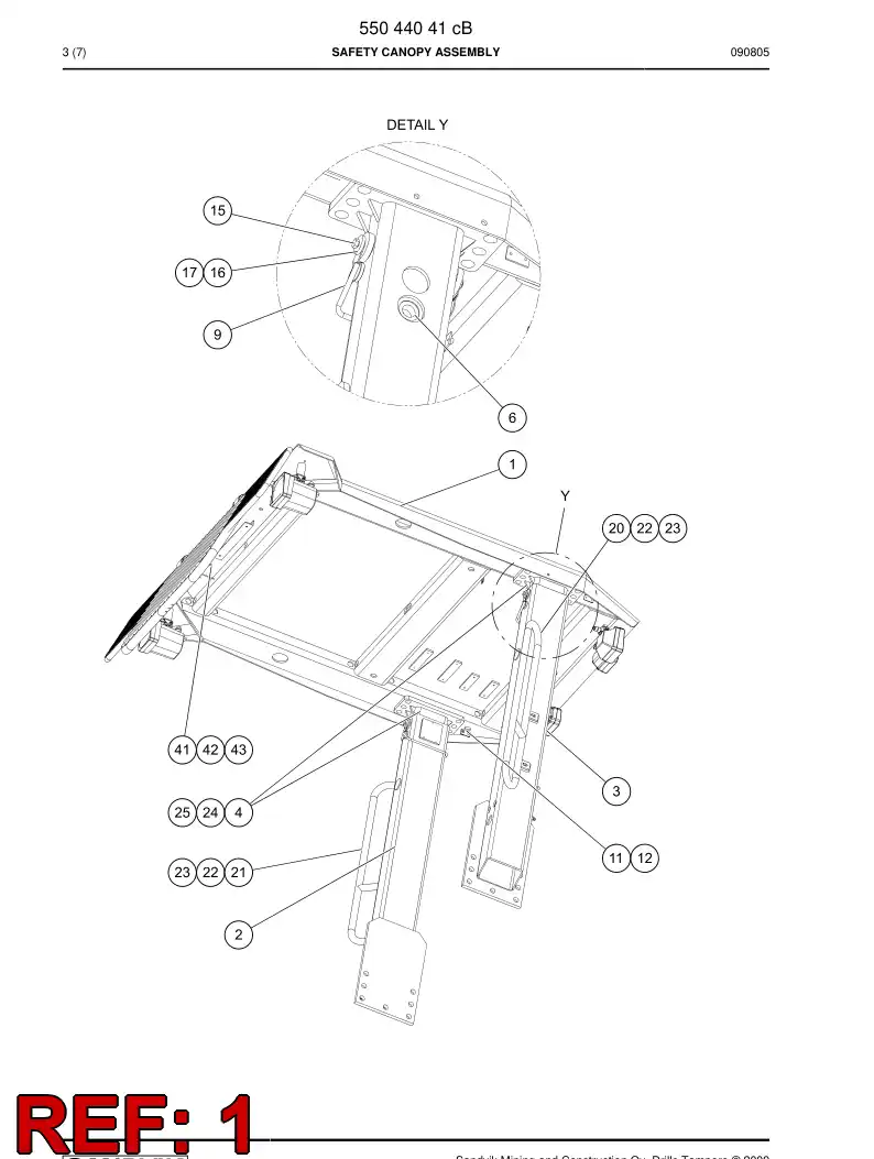 55013440 550 134 40 Safety canopy - Sandvik Technical Drawing