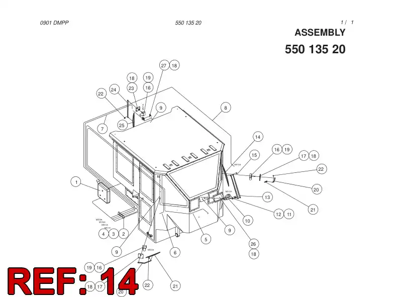 55013509 550 135 09 WIPER BLADE - Sandvik Technical Drawing