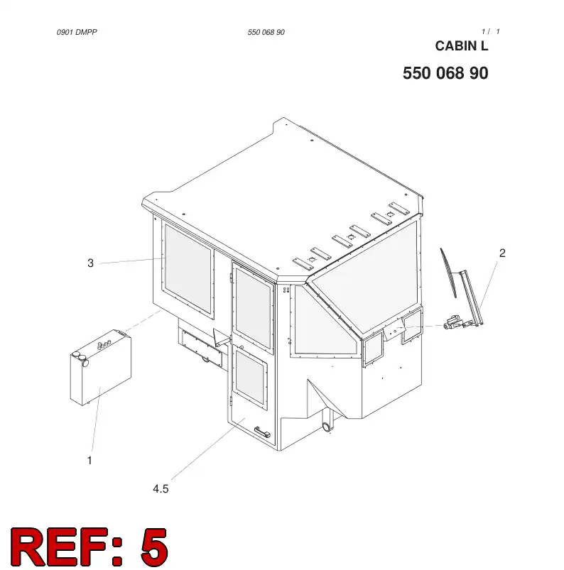 55013519 550 135 19 DOOR ASSEMBLY, RIGHT - Sandvik Technical Drawing
