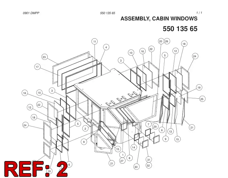 55013553 550 135 53 WINDOW FRAME - Sandvik Technical Drawing