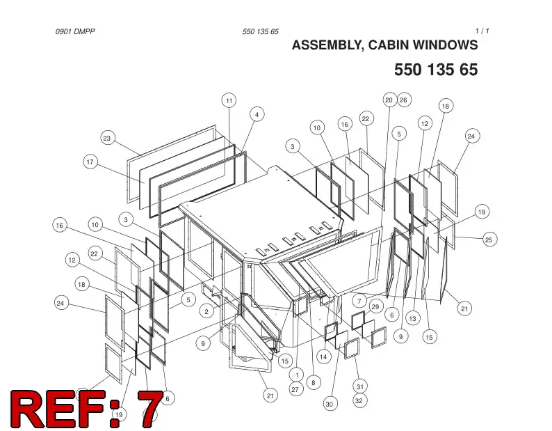 55013556 550 135 56 WINDOW FRAME - Sandvik Technical Drawing