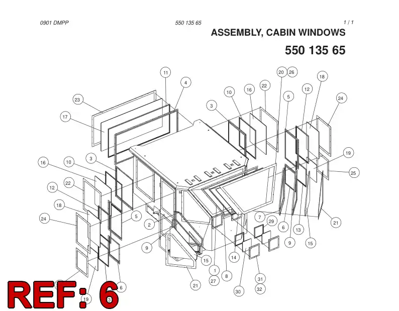 55013557 550 135 57 WINDOW FRAME - Sandvik Technical Drawing