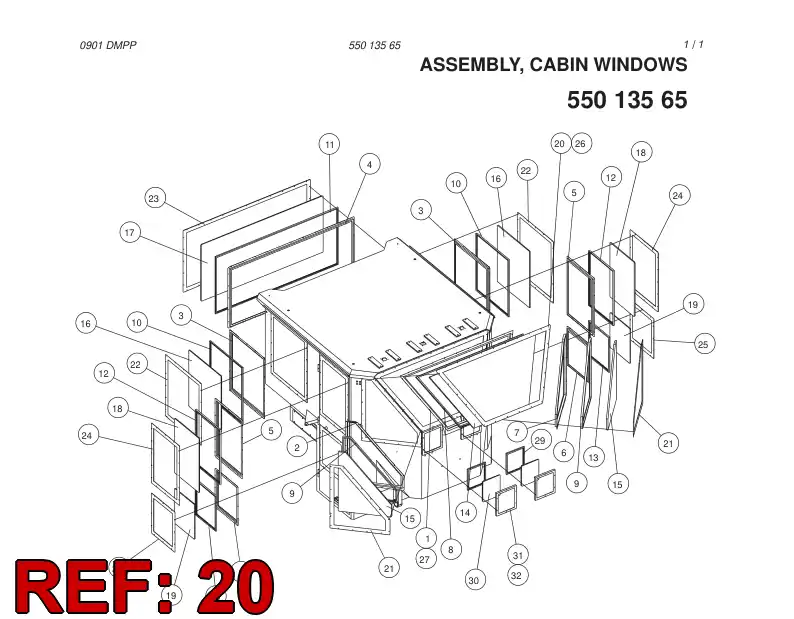 55013558 550 135 58 WINDOW FRAME - Sandvik Technical Drawing