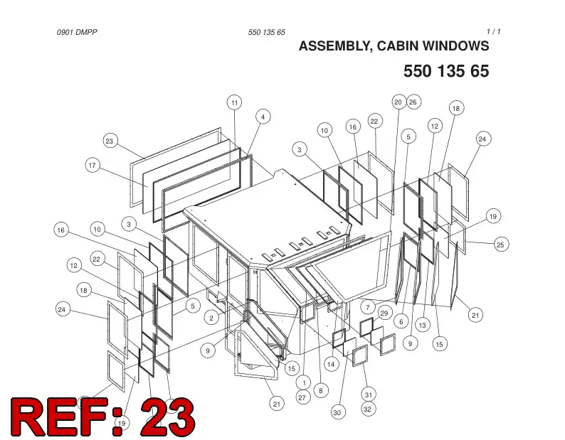 55013561 550 135 61 WINDOW FRAME - Sandvik Technical Drawing