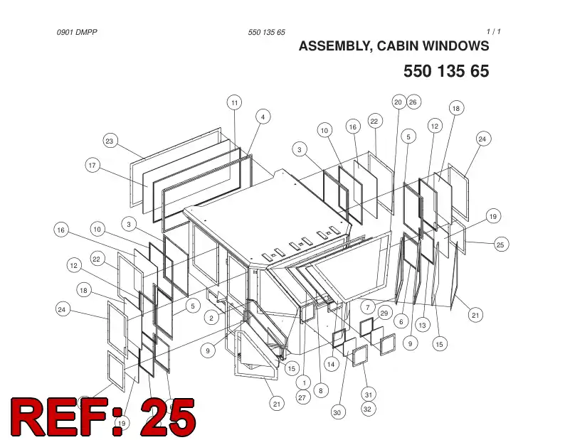 55013562 550 135 62 WINDOW FRAME - Sandvik Technical Drawing