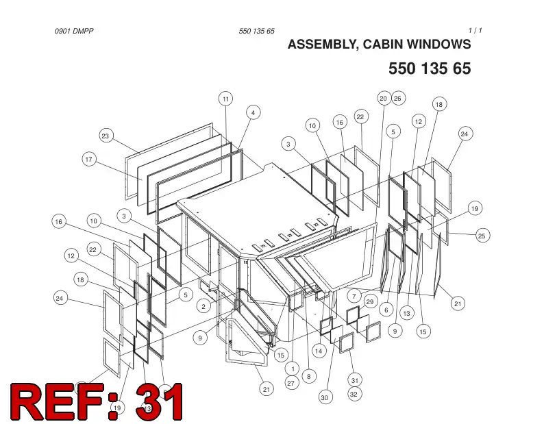 55013563 550 135 63 WINDOW FRAME - Sandvik Technical Drawing