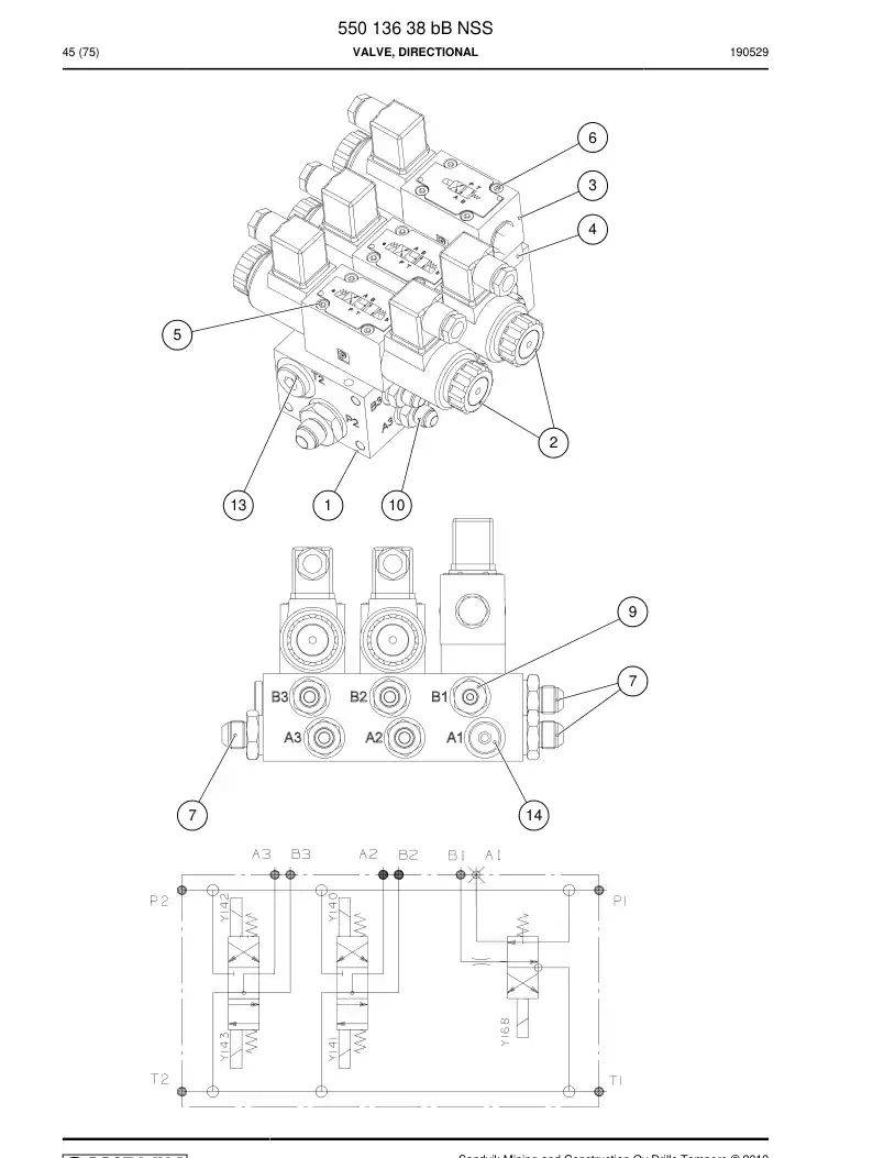 55013638b 550 136 38b Valve, Directional - Sandvik Technical Drawing