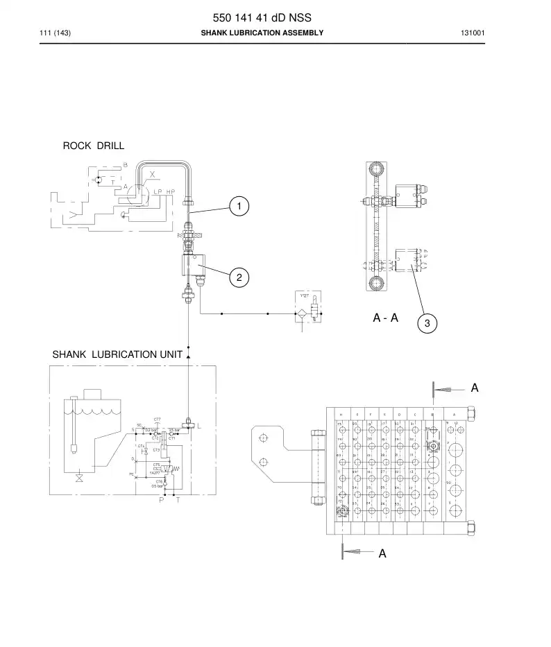 55014141d 550 141 41d Shank Lubrication Assembly - Sandvik Technical Drawing