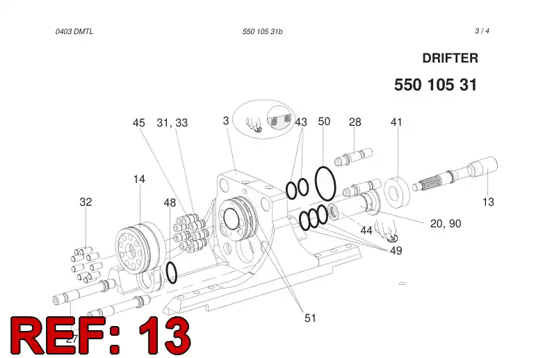 55014534 550 145 34 Rotation shaft - Sandvik Technical Drawing