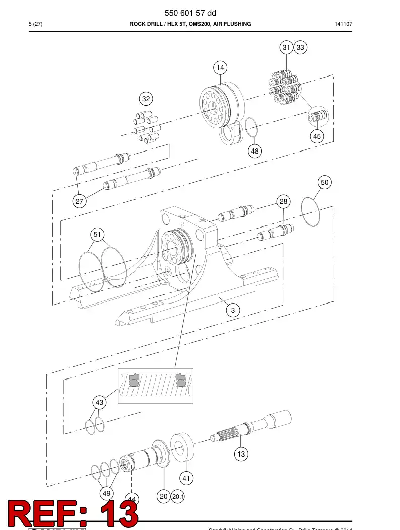 55014534b 550 145 34b Shaft, Rotating - Sandvik Technical Drawing
