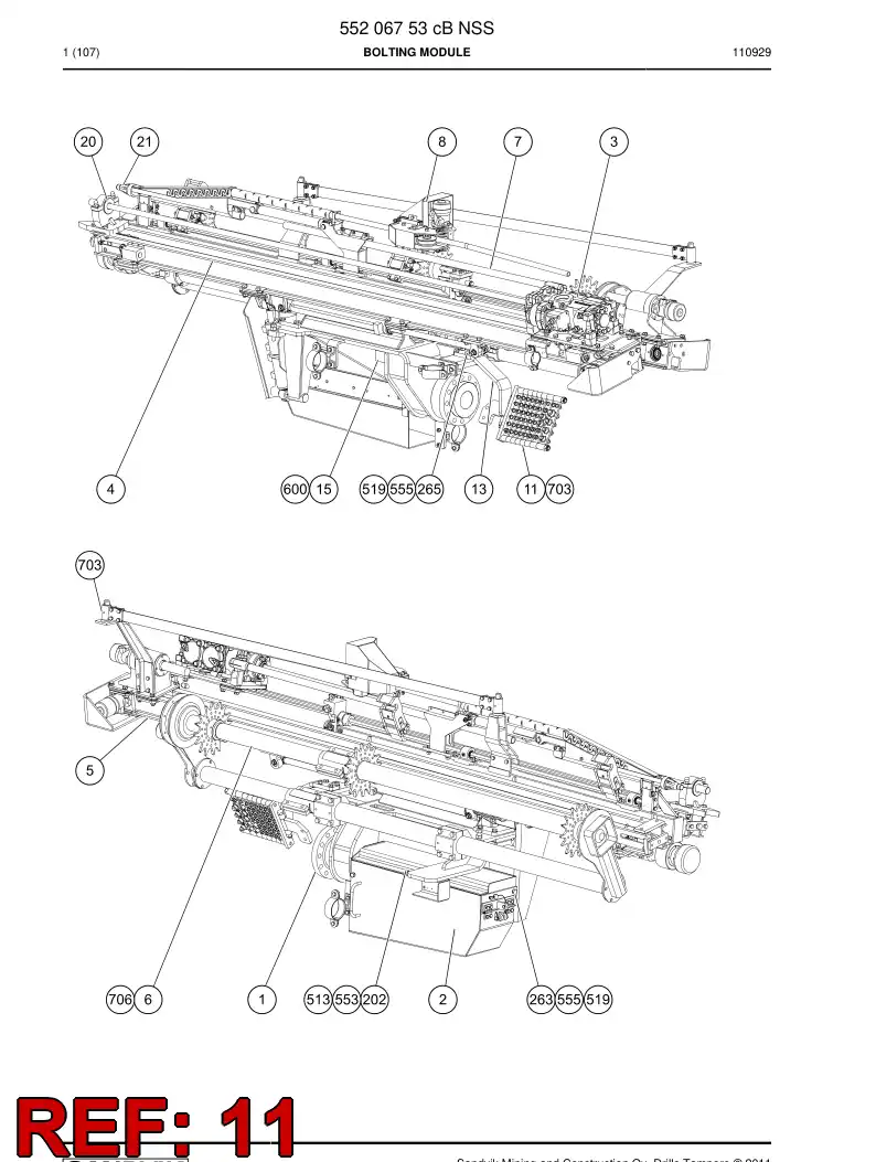55014554c 550 145 54c Cable entry plate - Sandvik Technical Drawing