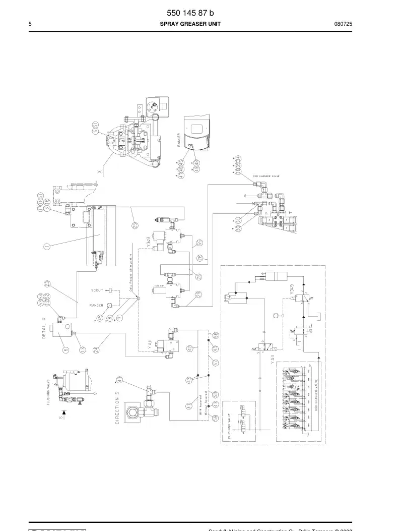 55014587b 550 145 87b Spray greaser unit - Sandvik Technical Drawing
