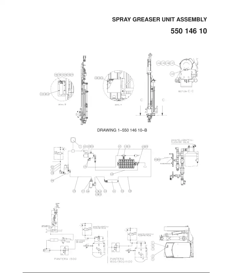 55014610 550 146 10 ASSEMBLY (GREASE LUBRICATION S - Sandvik Technical Drawing