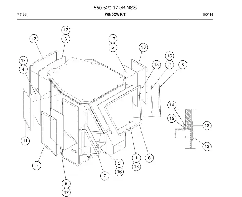 55014887 550 148 87 Frame, Window - Sandvik Technical Drawing