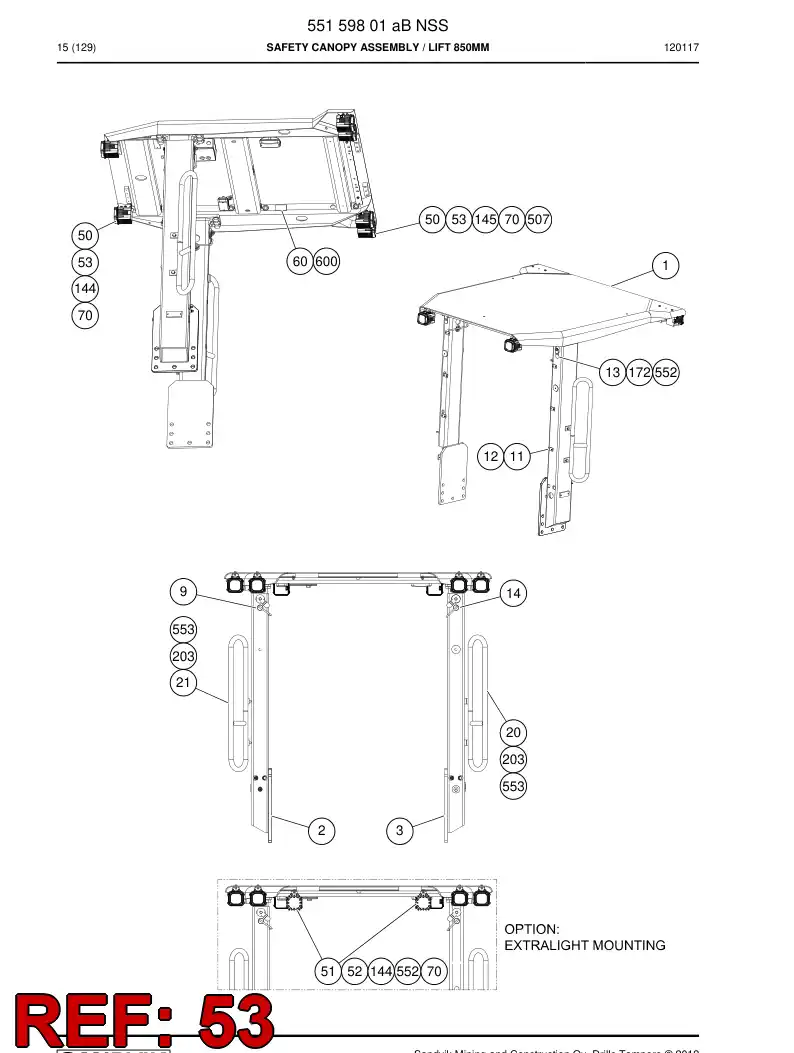 55015001a 550 150 01a Cable assembly - Sandvik Technical Drawing