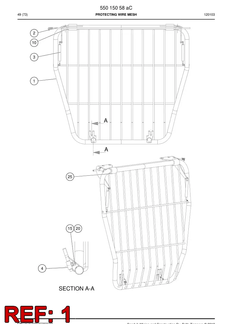 55015059 550 150 59 Protecting wire mesh - Sandvik Technical Drawing