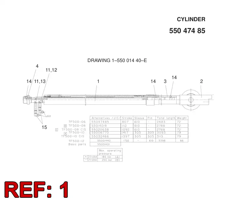 55015074 550 150 74 CYLINDER - Sandvik Technical Drawing