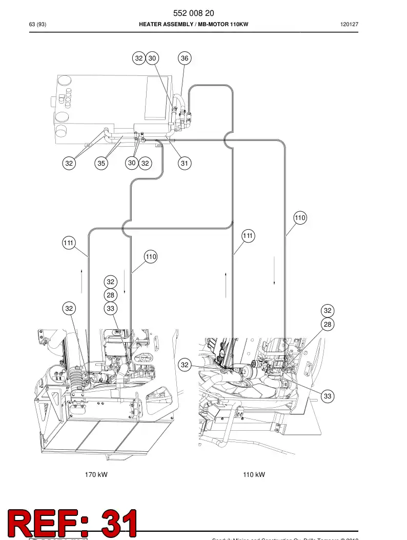 55015353 550 153 53 HOSE, SISTEMA DE CALEFACCIN - Sandvik Technical Drawing