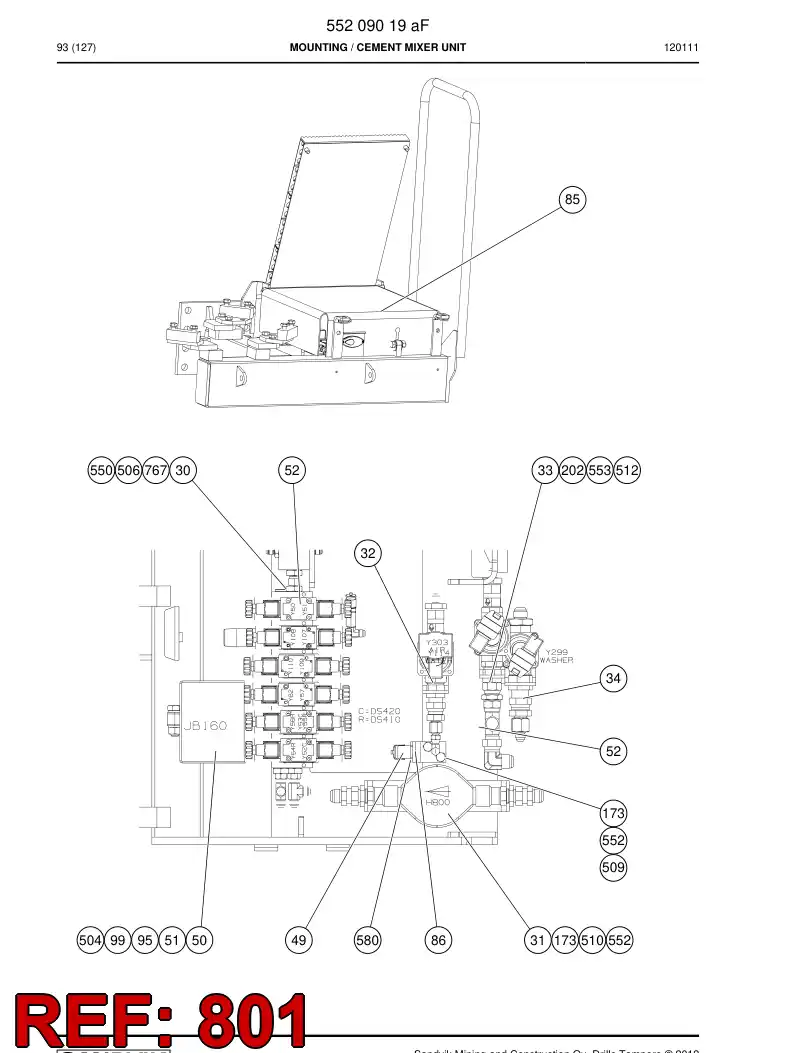 55015448f 550 154 48f Hydraulic diagram - Sandvik Technical Drawing