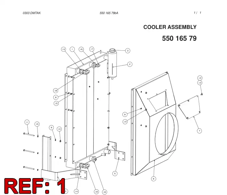 55015509 550 155 09 RADIATOR - Sandvik Technical Drawing