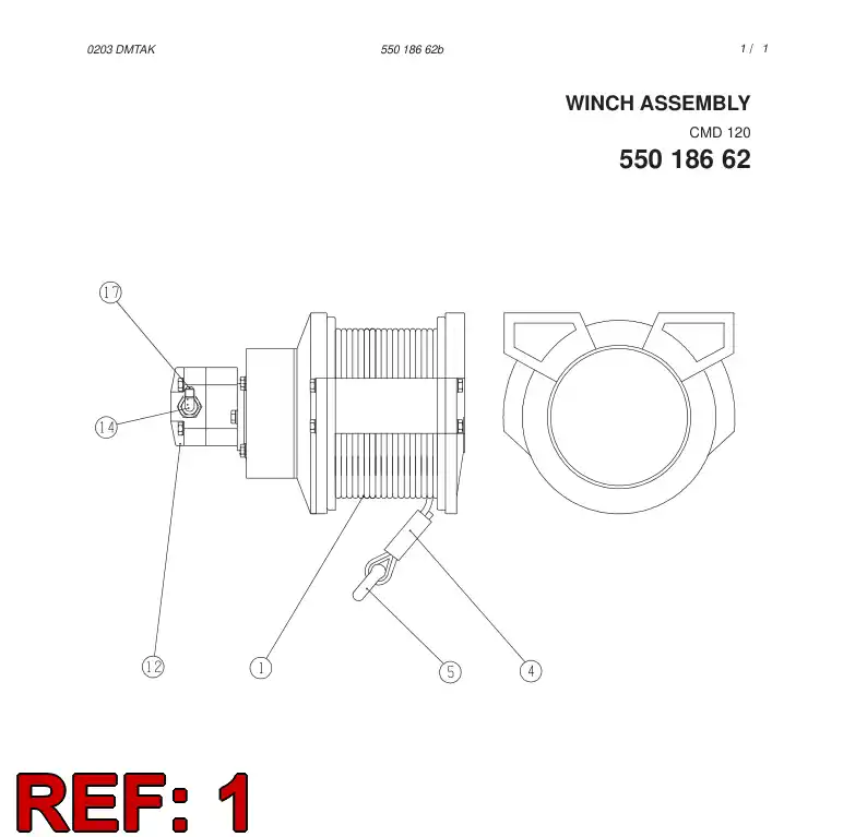 55015560 550 155 60 WINCH - Sandvik Technical Drawing