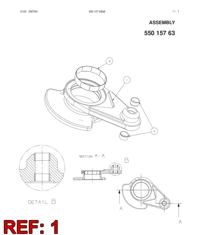 55015571 550 155 71 Axle, Intermediate - Sandvik Technical Drawing