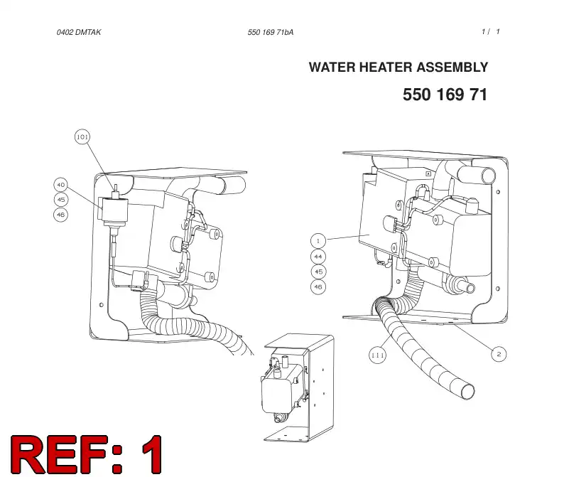 55015675 550 156 75 WATER HEATER ASSEMBLY - Sandvik Technical Drawing