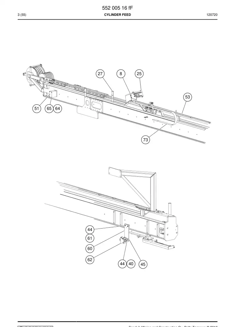 55015789 550 157 89 SLIDE RAIL - Sandvik Technical Drawing