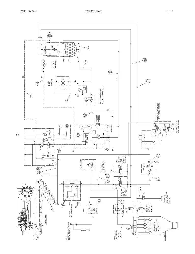 55015886eB 550 158 86eB PNEUMATIC DIAGRAM,POWERPACK - Sandvik Technical Drawing
