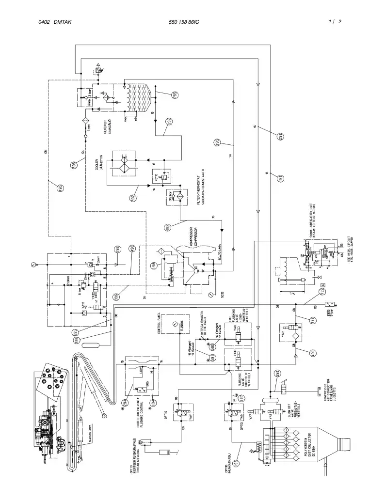 55015886fC 550 158 86fC PNEUMATIC DIAGRAM,POWERPACK - Sandvik Technical Drawing