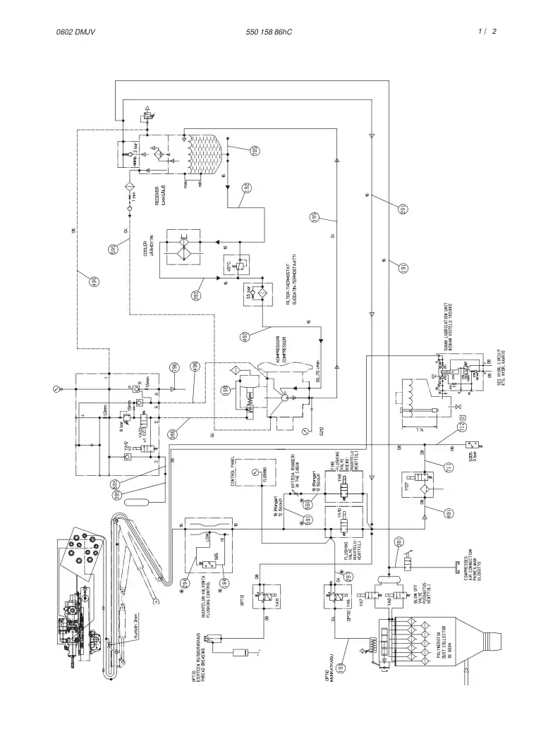 55015886hC 550 158 86hC PNEUMATIC DIAGRAM, POWERP. (1- - Sandvik Technical Drawing
