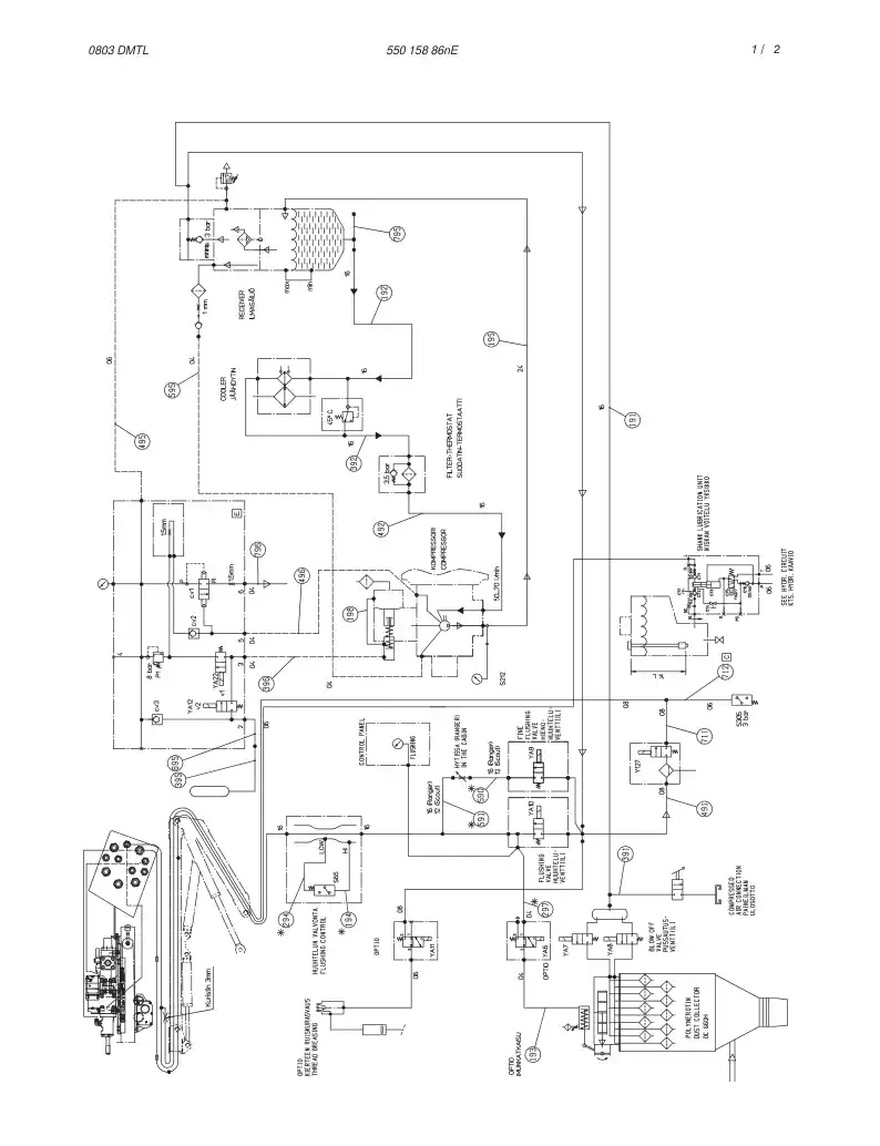 55015886nE 550 158 86nE PNEUMATIC DIAGRAM,POWERPACK - Sandvik Technical Drawing