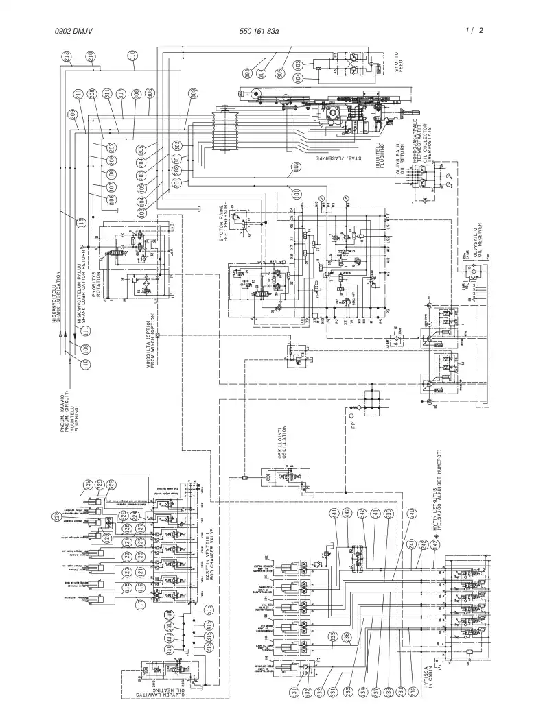 55016183dC 550 161 83dC HYDRAULIC DIAGRAM,ROD CHANGER - Sandvik Technical Drawing