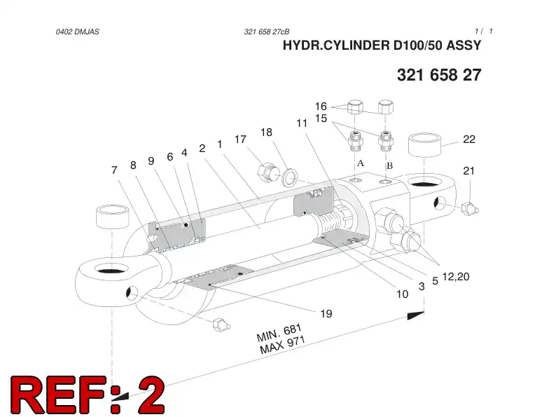 55016267 550 162 67 PISTON ROD D50 - Sandvik Technical Drawing