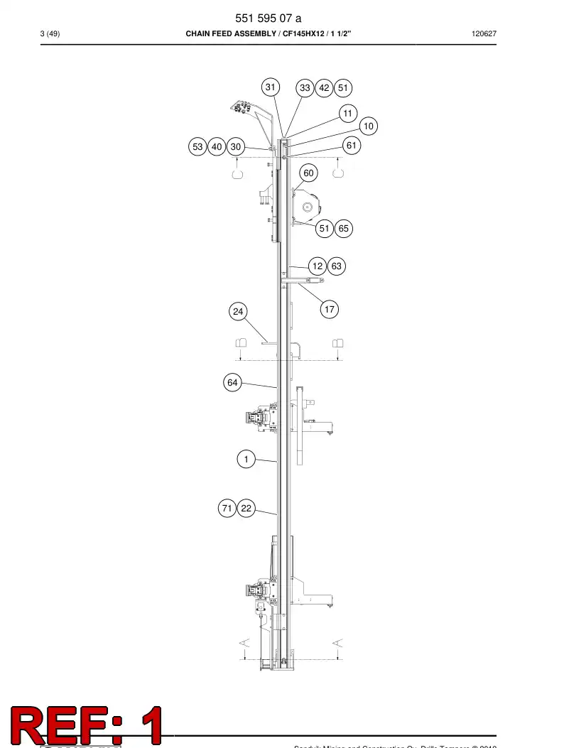 55016277a 550 162 77a Beam, Feed - Sandvik Technical Drawing
