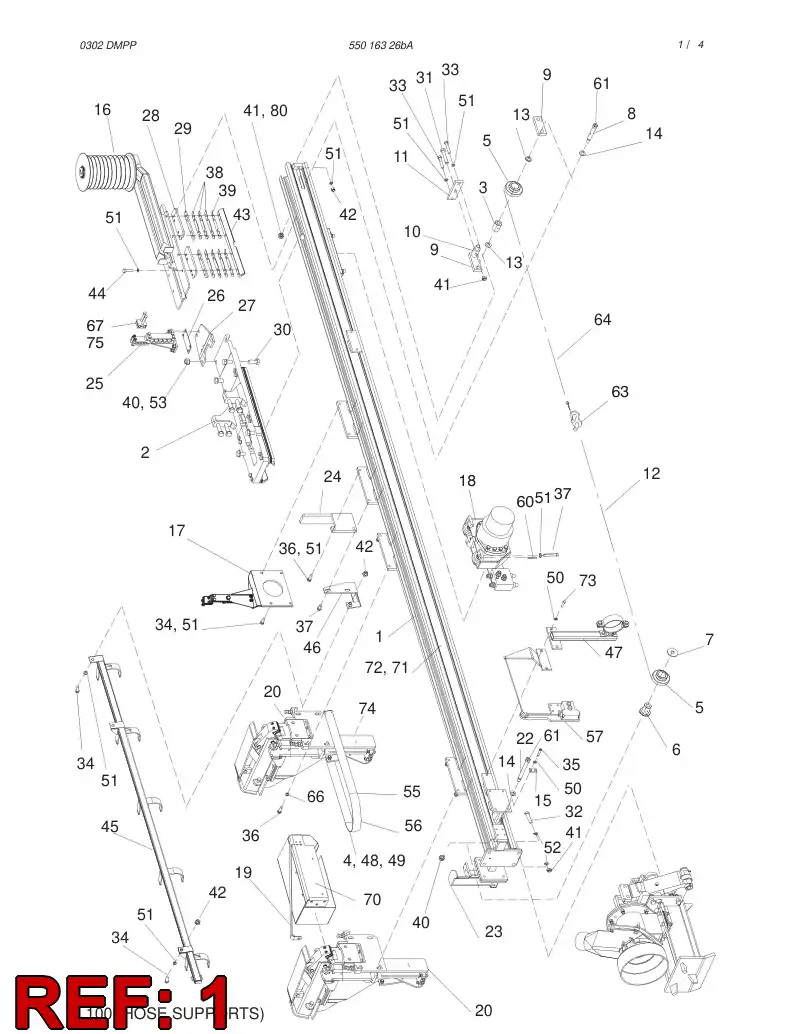 55016279 550 162 79 RAIL BEAM - Sandvik Technical Drawing