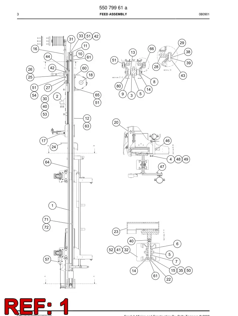 55016279c 550 162 79c Rail beam - Sandvik Technical Drawing