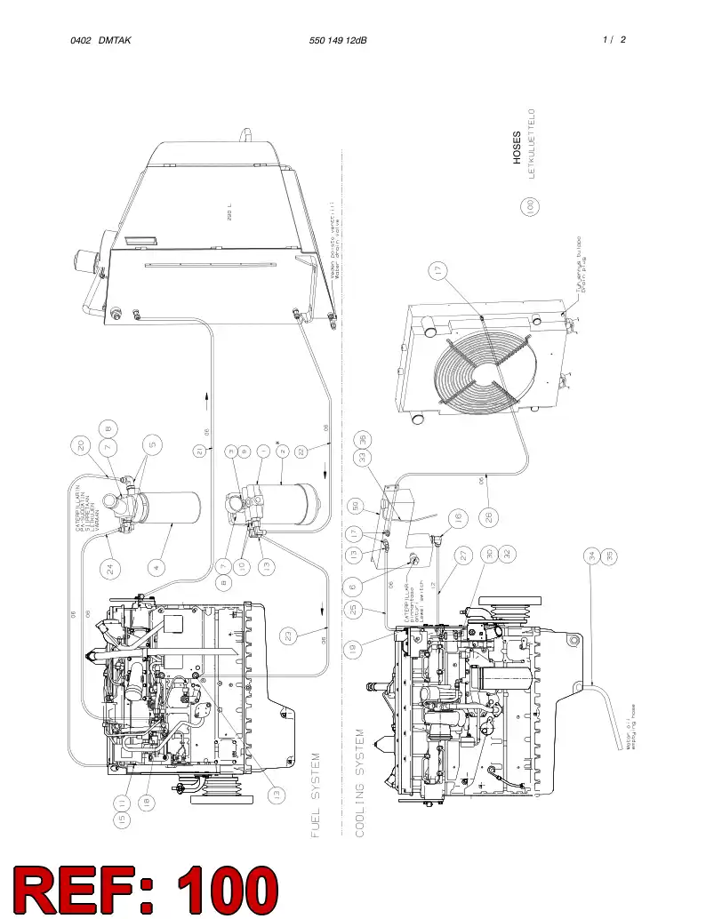 55016282 550 162 82 HOSE SET - Sandvik Technical Drawing