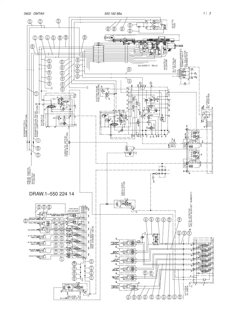 55016288dC 550 162 88dC HYDRAULIC DIAGRAM,BOOM (1-550 - Sandvik Technical Drawing