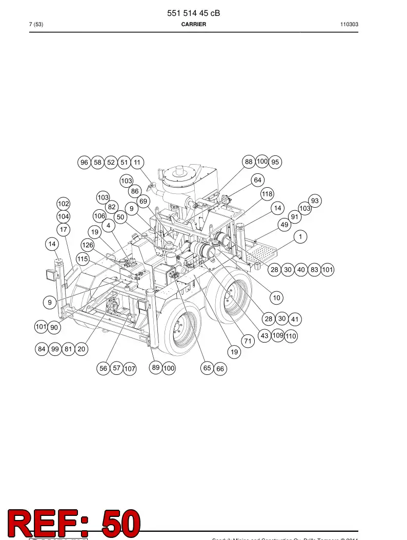 55016344a 550 163 44a Supporting block - Sandvik Technical Drawing
