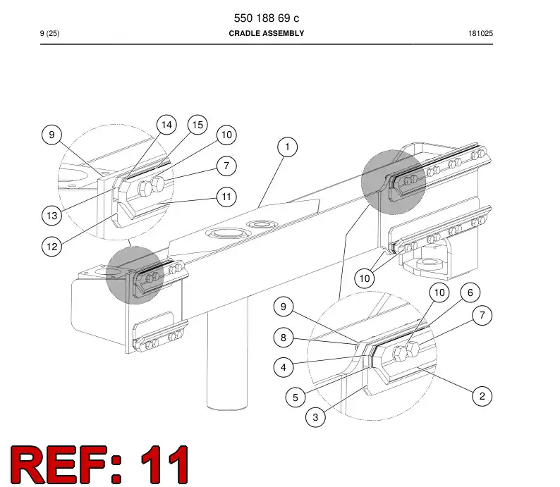 55016359a 550 163 59a Slipper Pad - Sandvik Technical Drawing